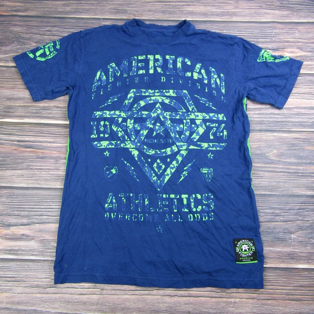 American Fighter Mens‎ Medium Training T Shirt UFC MMA Gym Workout Blue